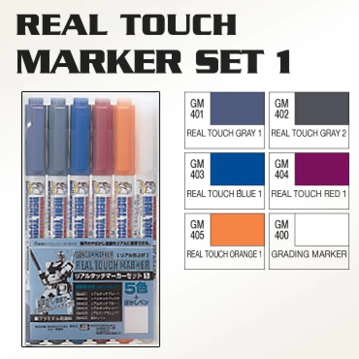 BANDAI GUNPLA MARKER REAL TOUCH 1 SET 6 GUNDAM 3 BANDAI GUNPLA MARKER REAL TOUCH 1 SET 6 GUNDAM