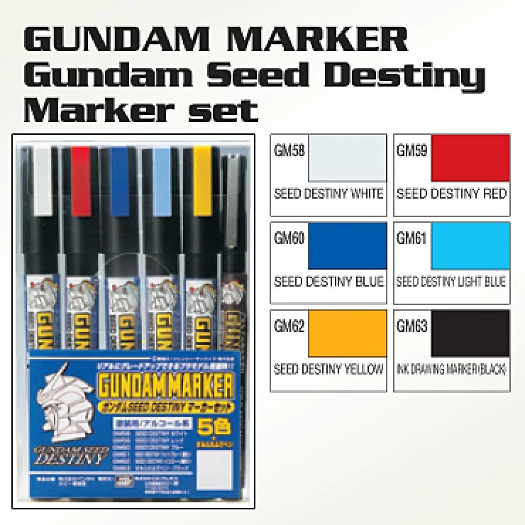 BANDAI GUNDAM MARKER SEED DESTINY SET 6 3 BANDAI GUNDAM MARKER SEED DESTINY SET 6