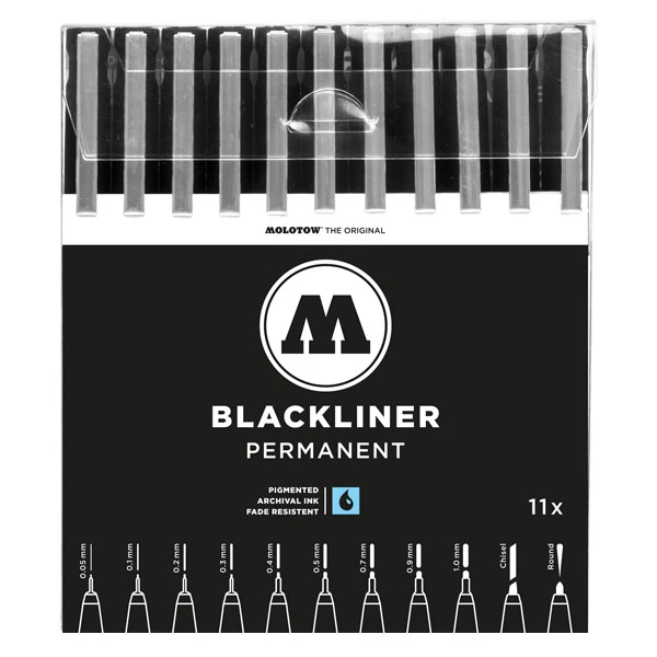 MOLOTOW BLACKLINER WALLET COMPLETE SET 11PCS 3 MOLOTOW BLACKLINER WALLET COMPLETE SET 11PCS